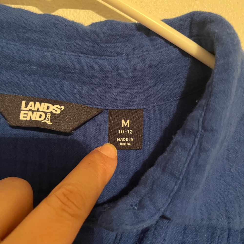 Lands End medium women’s 100% cotton Blue Maxi Dress - Picture 11 of 15